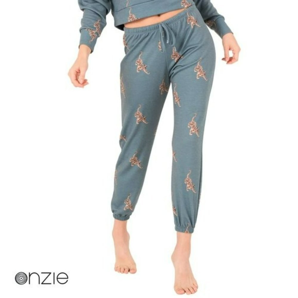 NWT ONZIE Soft French Terry Pale Cacti Tiger Sweatpants - Picture 2 of 9